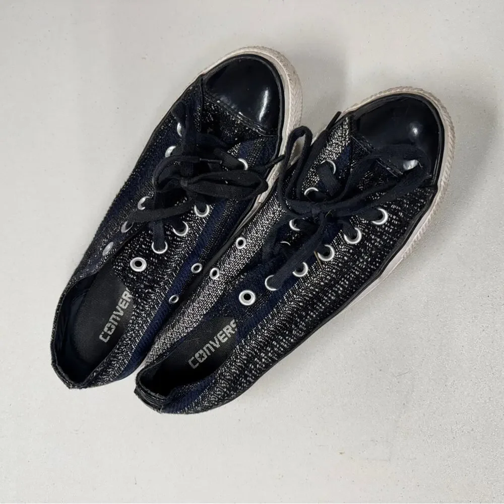 Converse All Stars Blue Black Knit Sneakers Womens 8 Casual Tennis Shoes Cap Toe - Picture 3 of 10